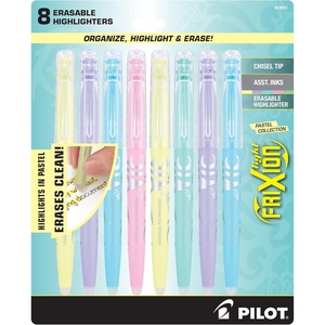 image:imagePILOT FriXion Light Pastel Erasable Highlighters Fine Tip Pack of 8 Multicolor Solid Highlighters  Ideal for School Journaling and Office Use