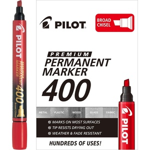 image:imagePILOT Premium 400 Permanent Markers Broad Point Chisel Tip Black Ink Box of 12 SA4BLKRed