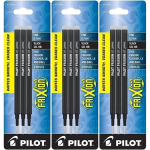 image:imagePilot FriXion Ball Gel Ink Refills for Erasable Pens Fine Point 07 mm Erasable Pen Refills Pack of 3 Black3 Count Pack of 144