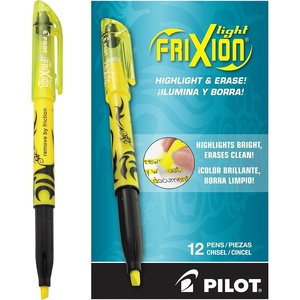 image:imagePilot FriXion Light Erasable Highlighters Chisel Tip Pack of 12 Yellow Solid Highlighters  Ideal for School Journaling and Office UseYellow