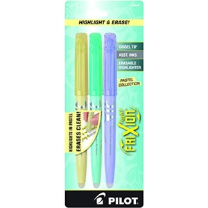 image:imagePilot FriXion Light Pastel Erasable Highlighters Chisel Tip Pack of 3 Pastel Yellow Green amp Purple