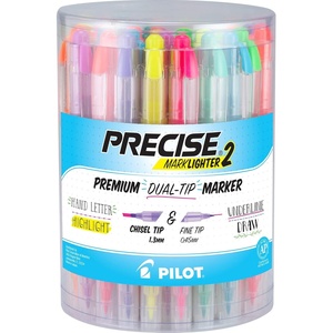 image:imagePilot Precise Marklighter2 Dual Tip Highlighters Broad Chisel and ExtraFine Bullet Point Tips Assorted Colors Pack of 1036Pack
