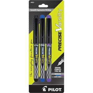image:imagePilot Precise Varsity PreFilled Fountain Pens for Writing Medium Point Stainless Steel Nib BlackBlueRedPinkGreenPurpleTurquoise Ink 10mm 7PackBlackBluePurple