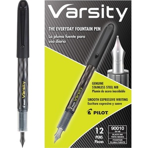 image:imagePilot Precise Varsity PreFilled Fountain Pens for Writing Medium Point Stainless Steel Nib Blue Ink 10mm 12PackBlack