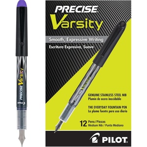 image:imagePilot Precise Varsity PreFilled Fountain Pens for Writing Medium Point Stainless Steel Nib Blue Ink 10mm 12PackPurple