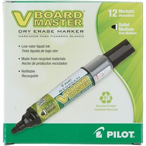 image:imagePilot V Board Master BeGreen Refillable DryErase Markers Bullet Tip Black Ink 12 Count