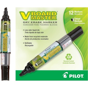 image:imagePilot V Board Master BeGreen Refillable DryErase Markers Chisel Tip Black Ink 12 Count