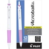 image:imagePilot Acroball PureWhite Advanced Ink Refillable amp Retractable Ball Point Pens with Purple Accents Fine Point Ballpoint Pens Black Ink 07mm 12Pack
