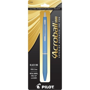 image:imagePILOT Acroball 1000 UltraPremium Refillable amp Retractable Ball Point Pen Black Barrel Fine Point Black Ink Single Pen 13635Blue Barrel