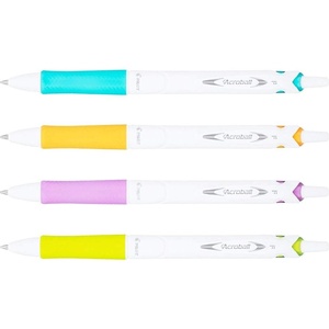 image:imagePILOT Acroball PureWhite Advanced Ink Refillable amp Retractable Ball Point Pens with PinkPurpleOrange Inks Accents Fine Point Black Ink 3Pack 31859Assorted Color Accents