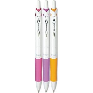image:imagePILOT Acroball PureWhite Advanced Ink Refillable amp Retractable Ball Point Pens with PinkPurpleOrange Inks Accents Fine Point Black Ink 3Pack 31859PinkPurpleOrange Accents