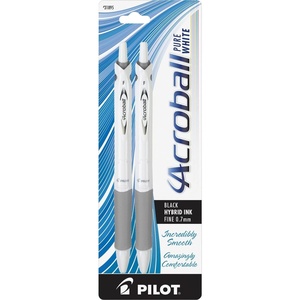 image:imagePILOT Acroball PureWhite Advanced Ink Refillable amp Retractable Ball Point Pens with PinkPurpleOrange Inks Accents Fine Point Black Ink 3Pack 31859Silver Accents