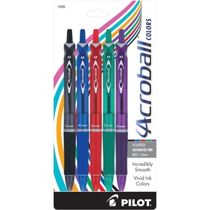 image:imagePilot Acroball Colors Advanced Ink Refillable amp Retractable Pens Ball Point Pens Fine Point Pink Ink 07mm 12CountBlackBlueRedGreenPurple