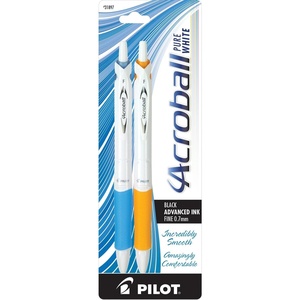 image:imagePilot Acroball PureWhite Advanced Ink Refillable amp Retractable Ball Point Pens with Silver Accents Fine Point Ballpoint Pens Black Ink 07mm 14PackAssorted Accents