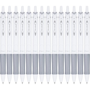 image:imagePilot Acroball PureWhite Advanced Ink Refillable amp Retractable Ball Point Pens with Silver Accents Fine Point Ballpoint Pens Black Ink 07mm 14PackSilver Accents