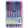 image:imagePilot FriXion Clicker Erasable Refillable amp Retractable Gel Ink Pens Fine Point Erasable Pens Fine Tip 07mm 7 Count Pack of 1 PouchMulticolor