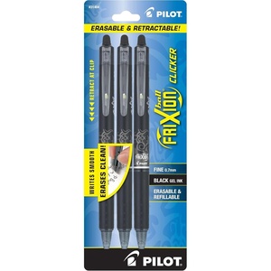 image:imagePILOT FriXion Clicker Erasable Pens Refillable amp Retractable Gel Ink Pens Fine Point 07 mm Black Ink 3Pack  Ideal for School Journaling amp Office WritingBlack