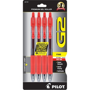 image:imagePILOT G2 Premium Refillable and Retractable Rolling Ball Gel Pens Fine Point Black Ink 4Pack 31057Red