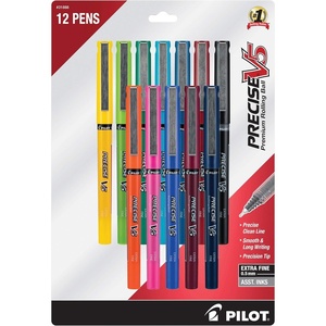 image:imagePILOT Precise V5 Stick Liquid Ink Rolling Ball Stick Pens Extra Fine Point 05mm Black Ink 12Pack 35334Assorted