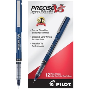 image:imagePILOT Precise V5 Stick Liquid Ink Rolling Ball Stick Pens Extra Fine Point 05mm Black Ink 12Pack 35334Navy