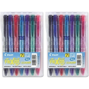 image:imagePilot FriXion Clicker Erasable Refillable amp Retractable Gel Ink Pens Fine Point Erasable Pens Fine Tip 07mm 7 Count Pack of 1 PouchMulticolor