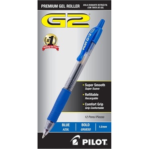 image:imagePilot G2 Premium Gel Roller Pens Bold Point 1 mm Red Pens Pack of 12  Ideal for School Journaling amp Office WritingBlue Ink