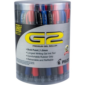 image:imagePilot G2 Premium Gel Roller Pens Bold Point Gel Ink Pens 1 mm Tub of 36 Black Blue Red  Ideal for School Journaling amp Office WritingBold Point
