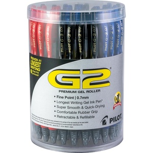 image:imagePilot G2 Premium Gel Roller Pens Bold Point Gel Ink Pens 1 mm Tub of 36 Black Blue Red  Ideal for School Journaling amp Office WritingFine Point