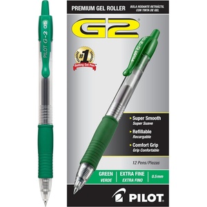 image:imagePilot G2 Premium Gel Roller Pens Extra Fine Point 05 mm Gel Pens Black Ink Pack of 12  Ideal for School Journaling amp Office WritingGreen Ink