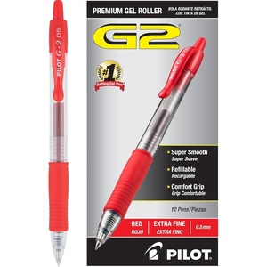 image:imagePilot G2 Premium Gel Roller Pens Extra Fine Point 05 mm Gel Pens Black Ink Pack of 12  Ideal for School Journaling amp Office WritingRed Ink