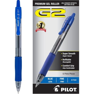 image:imagePilot G2 Premium Gel Roller Pens Fine Point 07 mm Blue Ink Pens Fine Point Pack of 12  Ideal for School Journaling and Office WritingBlue Ink