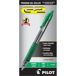 image:imagePilot G2 Premium Gel Roller Pens Fine Point 07 mm Blue Ink Pens Fine Point Pack of 12  Ideal for School Journaling and Office WritingGreen Ink