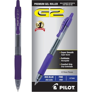 image:imagePilot G2 Premium Gel Roller Pens Fine Point 07 mm Blue Ink Pens Fine Point Pack of 12  Ideal for School Journaling and Office WritingIris Blue Ink