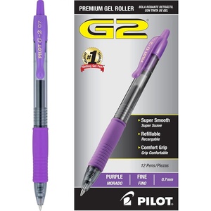 image:imagePilot G2 Premium Gel Roller Pens Fine Point 07 mm Blue Ink Pens Fine Point Pack of 12  Ideal for School Journaling and Office WritingPurple Ink