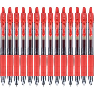 image:imagePilot G2 Premium Gel Roller Pens Fine Point 07 mm Blue Ink Pens Fine Point Pack of 14  Ideal for School Journaling and Office WritingRed