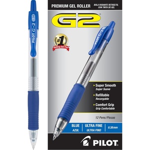 image:imagePilot G2 Premium Refillable and Retractable Rolling Ball Gel Pens Ultra Fine Point Gel Ink Pens 038mm Black Ink 12PackBlue Ink