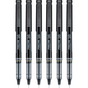 image:imagePilot Precise V5 RT Refillable amp Retractable Rollerball Pens Extra Fine Point Pens 05 mm Black Pack of 6  Ideal for School Journaling amp Office WritingBlack