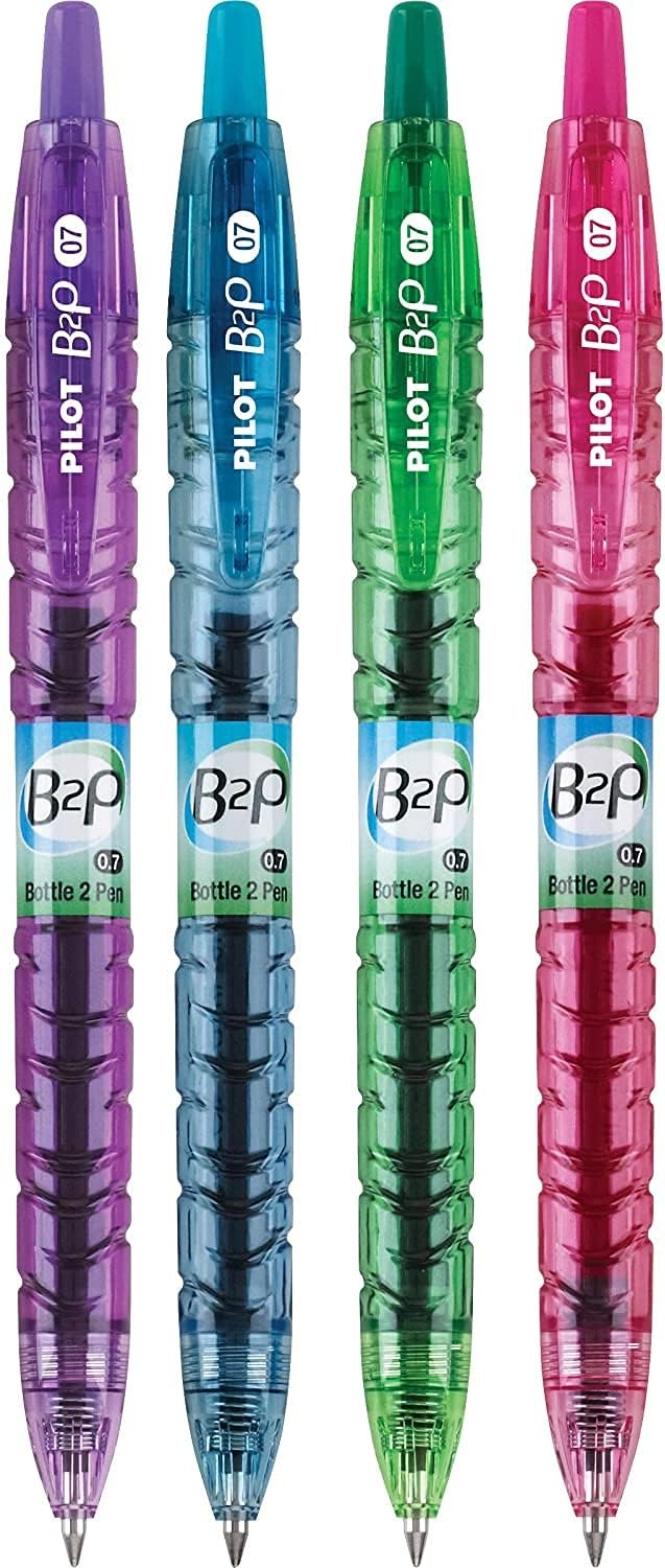 image:imagePilot B2P Colors  Bottle to Pen Refillable amp Retractable Rolling Ball Gel Pens Made From Recycled Bottles Fine Point Assorted Color G2 Inks 07mm 14Pack4 Count Pack of 1