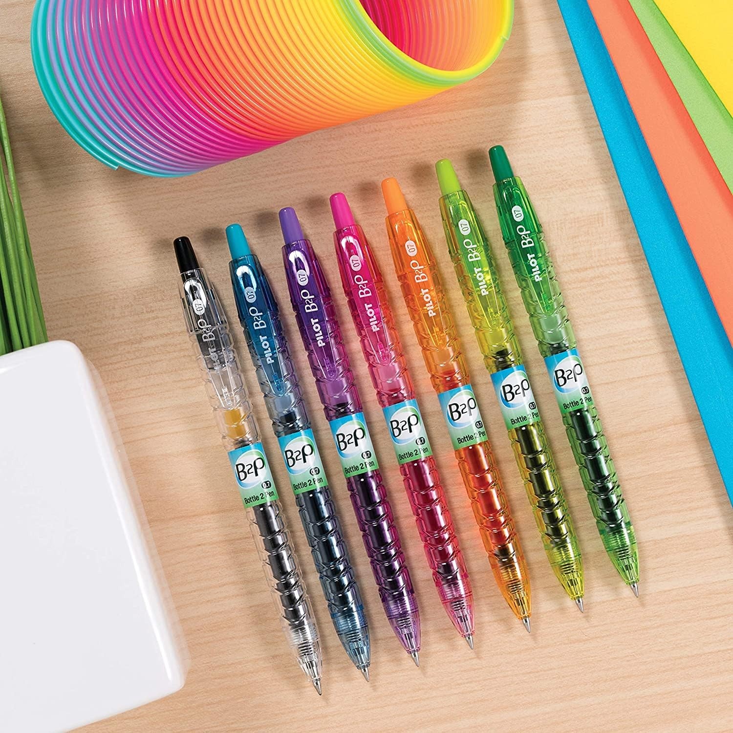 image:imagePilot B2P Colors  Bottle to Pen Refillable amp Retractable Rolling Ball Gel Pens Made From Recycled Bottles Fine Point Assorted Color G2 Inks 07mm 14Pack4 Count Pack of 1