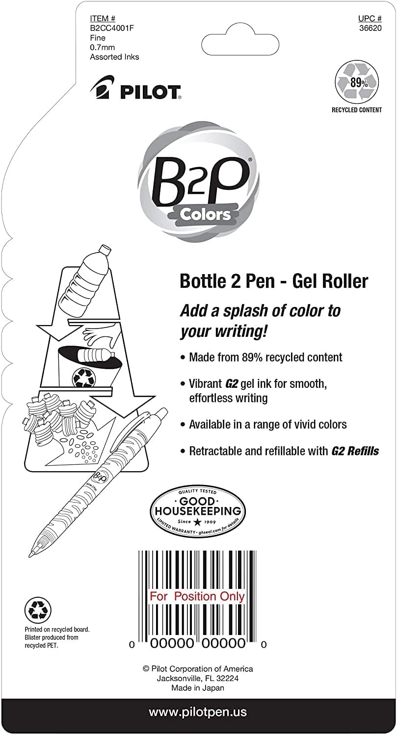 image:imagePilot B2P Colors  Bottle to Pen Refillable amp Retractable Rolling Ball Gel Pens Made From Recycled Bottles Fine Point Assorted Color G2 Inks 07mm 14Pack4 Count Pack of 1