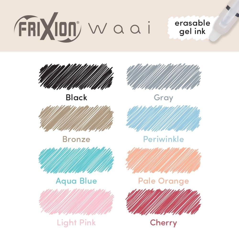 image:imagePilot FriXion Waai Erasable Gel Pens 8Pack Pouch Extra Fine Point 05 mm Assorted Colors FriXion Erasable Pens  For School Journaling amp Office Writing
