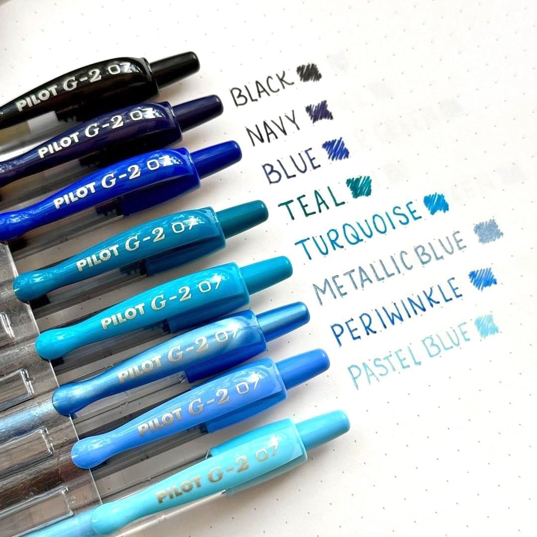 image:imagePilot G2 Premium Gel Roller Pens G2 Boost Red Pens Pack The Colors of Energy 8 Pack Pouch Fine Point 07 mm AssortedAssorted Blue
