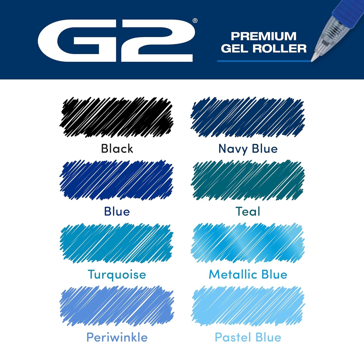 image:imagePilot G2 Premium Gel Roller Pens G2 Boost Red Pens Pack The Colors of Energy 8 Pack Pouch Fine Point 07 mm AssortedAssorted Blue