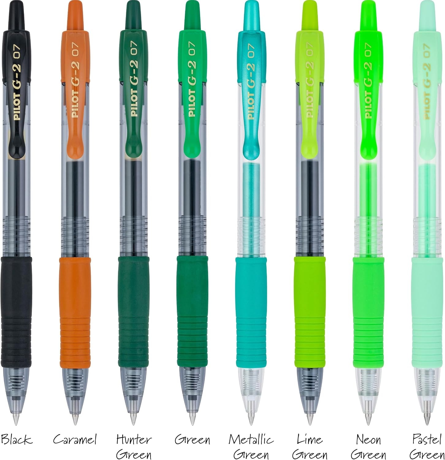 image:imagePilot G2 Premium Gel Roller Pens G2 Boost Red Pens Pack The Colors of Energy 8 Pack Pouch Fine Point 07 mm AssortedAssorted Green