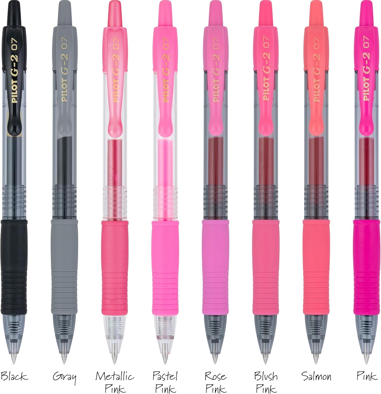 image:imagePilot G2 Premium Gel Roller Pens G2 Boost Red Pens Pack The Colors of Energy 8 Pack Pouch Fine Point 07 mm AssortedAssorted Pink
