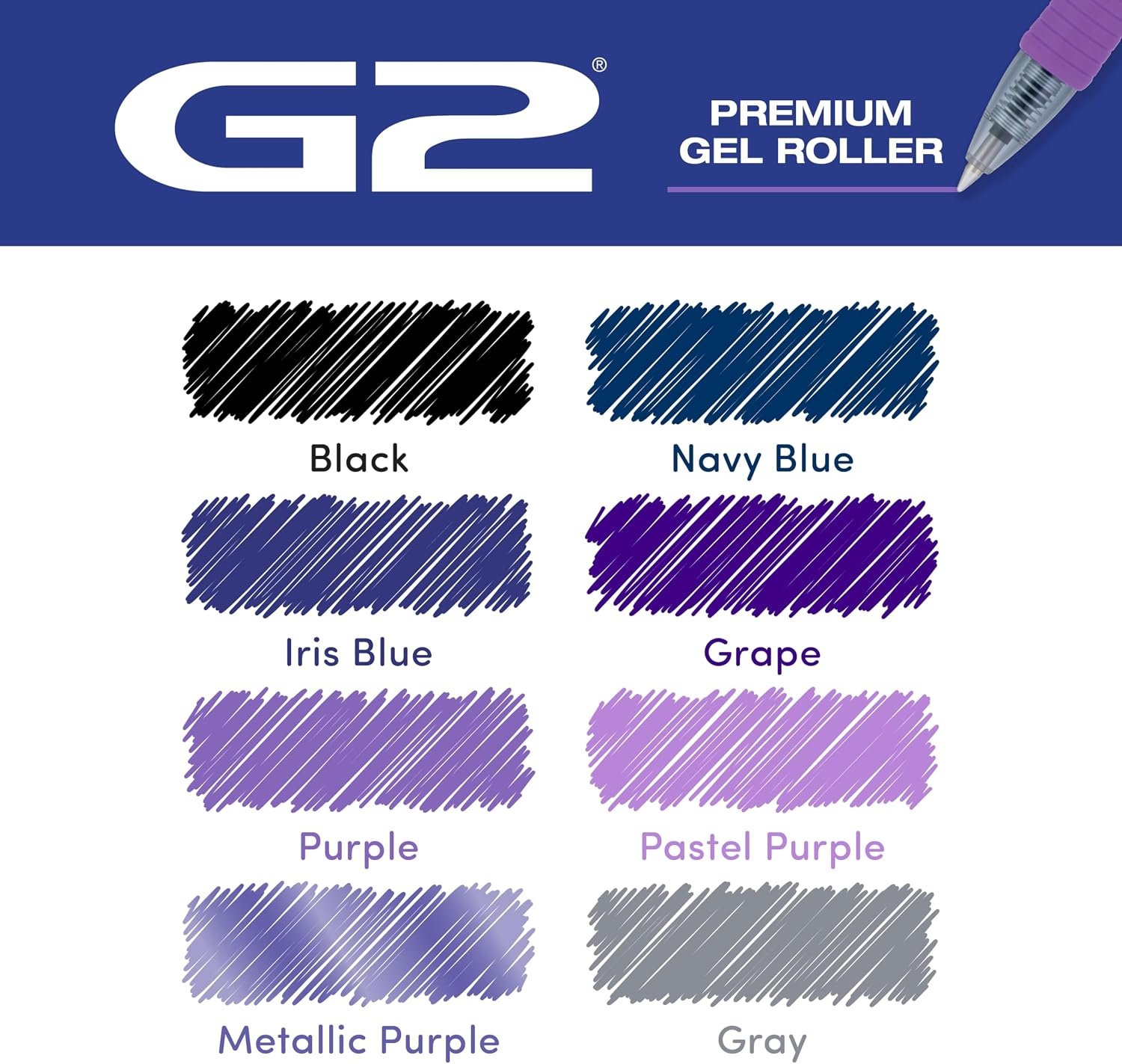 image:imagePilot G2 Premium Gel Roller Pens G2 Boost Red Pens Pack The Colors of Energy 8 Pack Pouch Fine Point 07 mm AssortedAssorted Purple