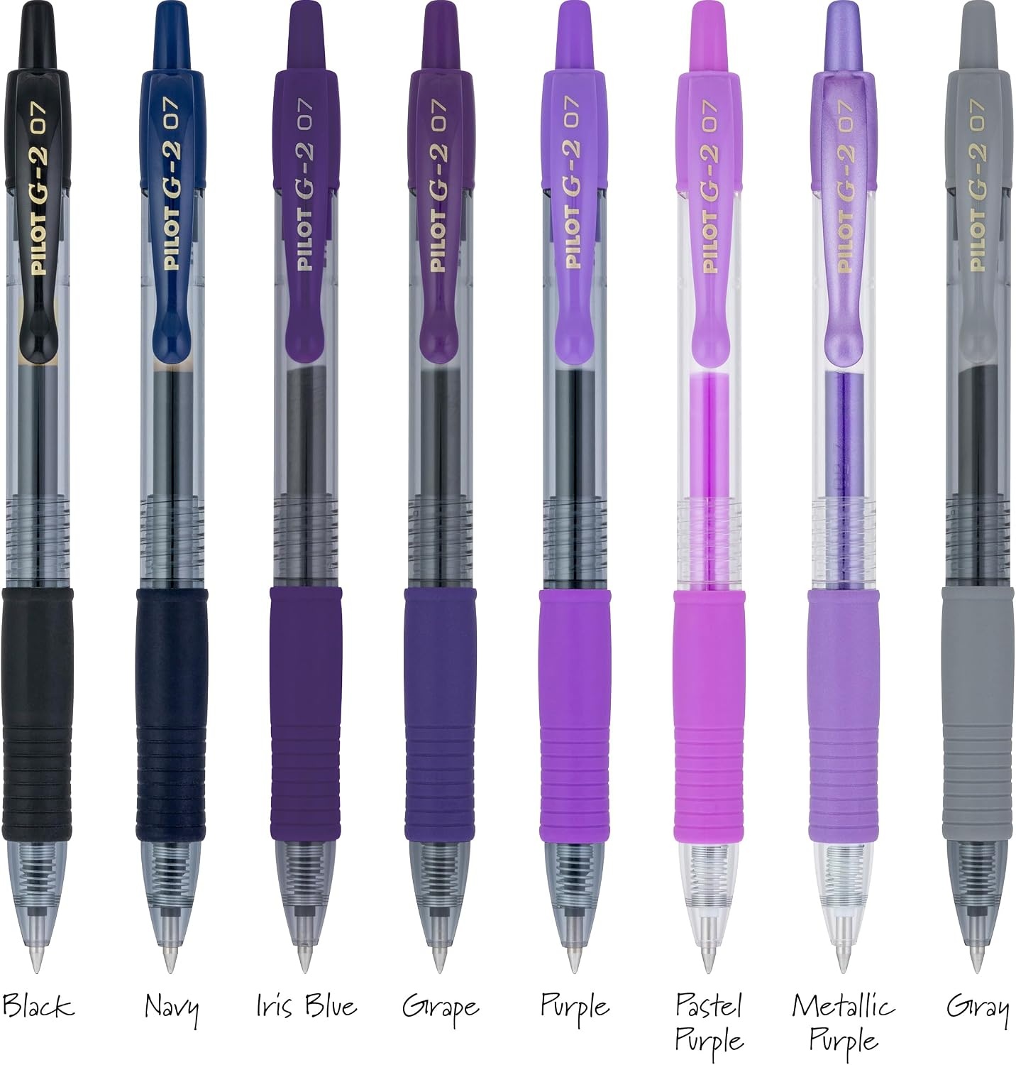 image:imagePilot G2 Premium Gel Roller Pens G2 Boost Red Pens Pack The Colors of Energy 8 Pack Pouch Fine Point 07 mm AssortedAssorted Purple