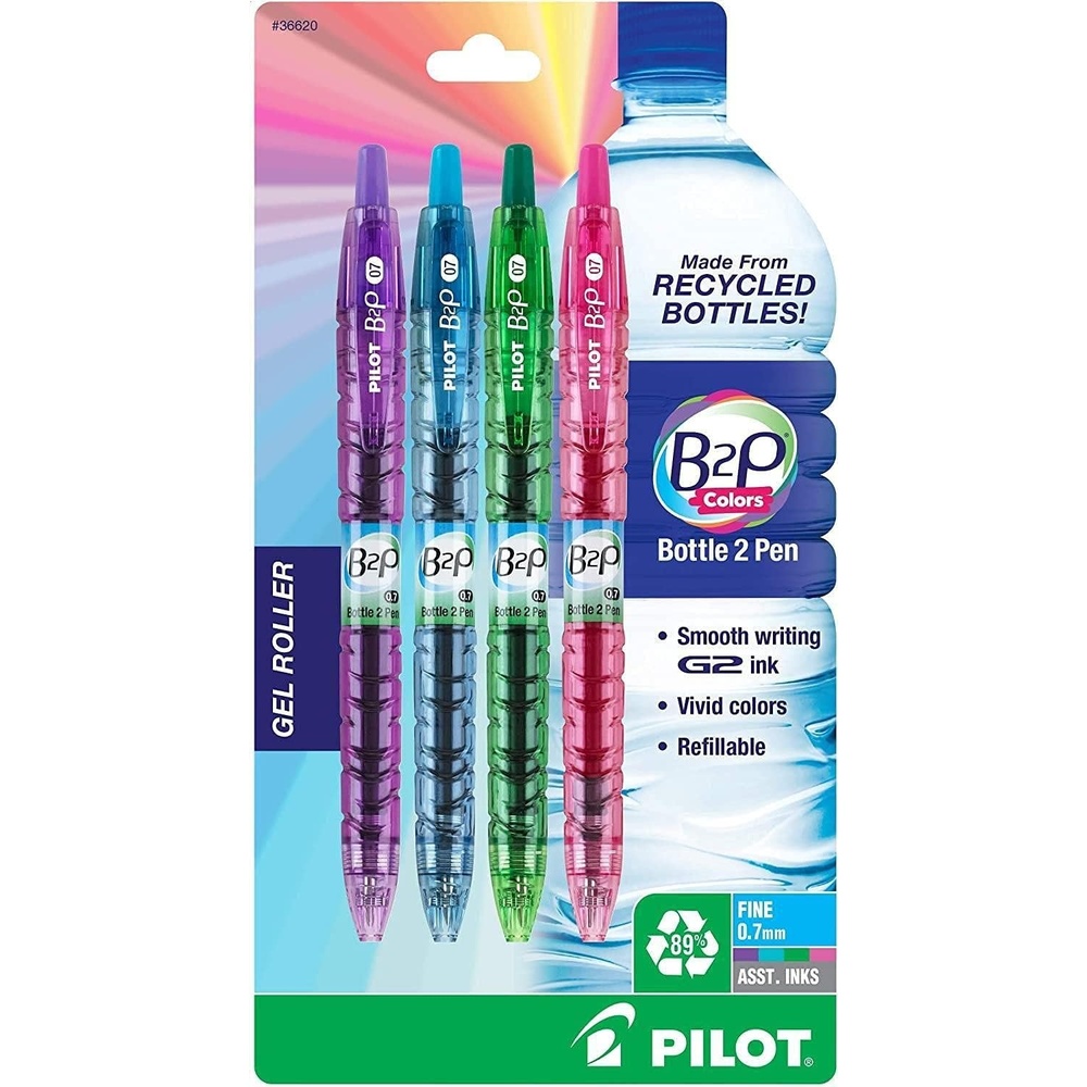 image:imagePilot B2P Colors  Bottle to Pen Refillable amp Retractable Rolling Ball Gel Pens Made From Recycled Bottles Fine Point Assorted Color G2 Inks 07mm 14Pack4 Count Pack of 1