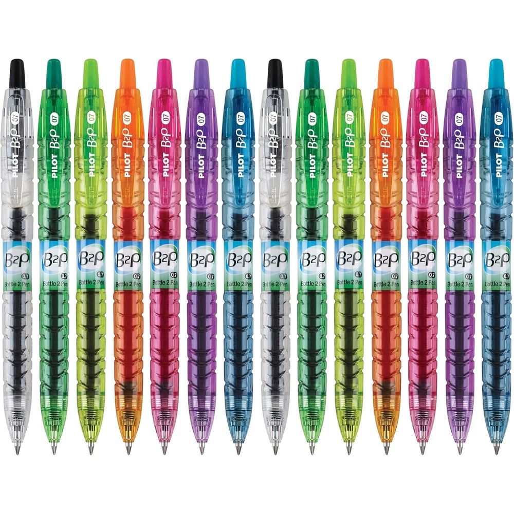 image:imagePilot B2P Colors  Bottle to Pen Refillable amp Retractable Rolling Ball Gel Pens Made From Recycled Bottles Fine Point Assorted Color G2 Inks 07mm 14Pack14 Count Pack of 1
