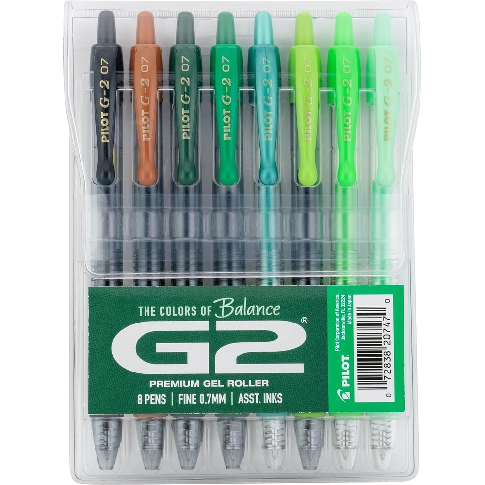 image:imagePilot G2 Premium Gel Roller Pens G2 Boost Red Pens Pack The Colors of Energy 8 Pack Pouch Fine Point 07 mm AssortedAssorted Green